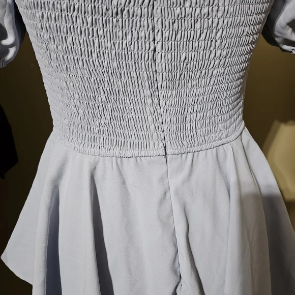 Altar'd State Light Blue Puff Sleeve Mini Romper - Picture 2 of 4